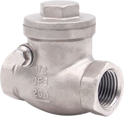 女性糸 1/2 インチ スイングチェックバルブ WOG 200 PSI ステンレス鋼 SS304 CF8M NPT