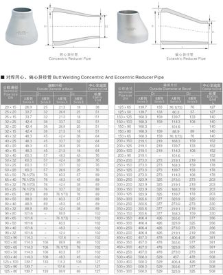 ステンレス鋼 304 316 316L ASME B16.9 304 SCH 40S 集中型/偏心型減量型溶接管