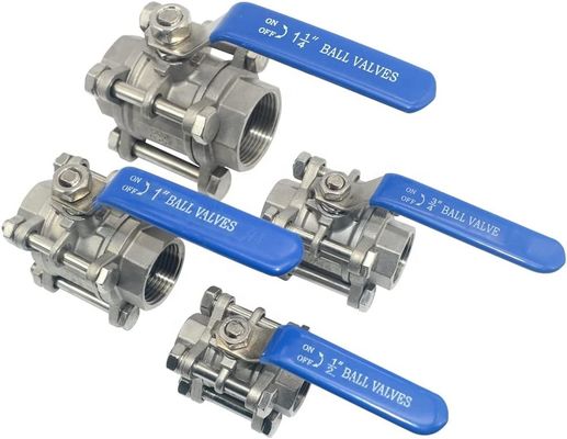 女性糸 1/2" フルポートボールバルブ 3ピースステンレス鋼 316 NPT WOG1000 標準