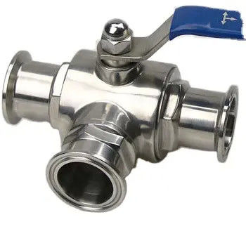 食品級シルバー T型 TRI CLAMP 3方向ボールバルブ ステンレス鋼 304 316 WZ 3A/DIN/SMS