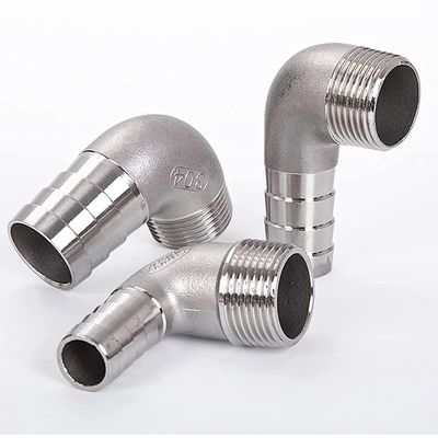 女性接続 3/8"ホースバーブ x 1/2" NPT 男性90度肘アダプター