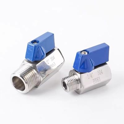 同等ミニボールバルブ 1/8 "WZステンレス鋼 304 316 FF 1000PSI/PN63スクリューマニュアル