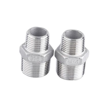304/316L 不同鋼 BSP/NPT 男性糸 水媒用の六角乳首 1/4''-4.0