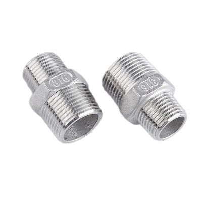 304/316L 不同鋼 BSP/NPT 男性糸 水媒用の六角乳首 1/4''-4.0